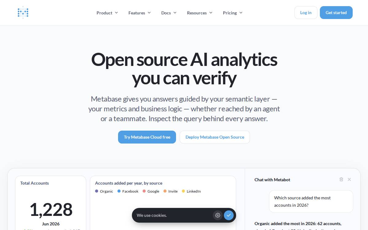 Metabase website preview