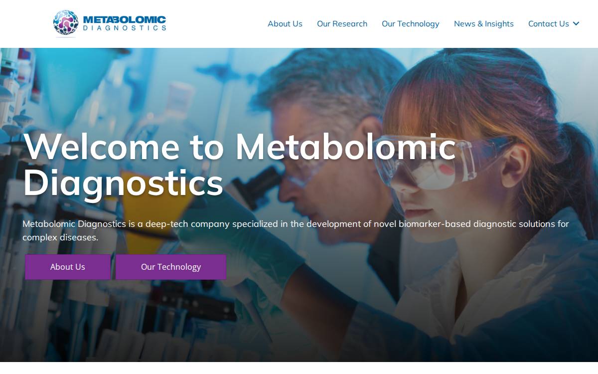 Metabolomic Diagnostics website preview