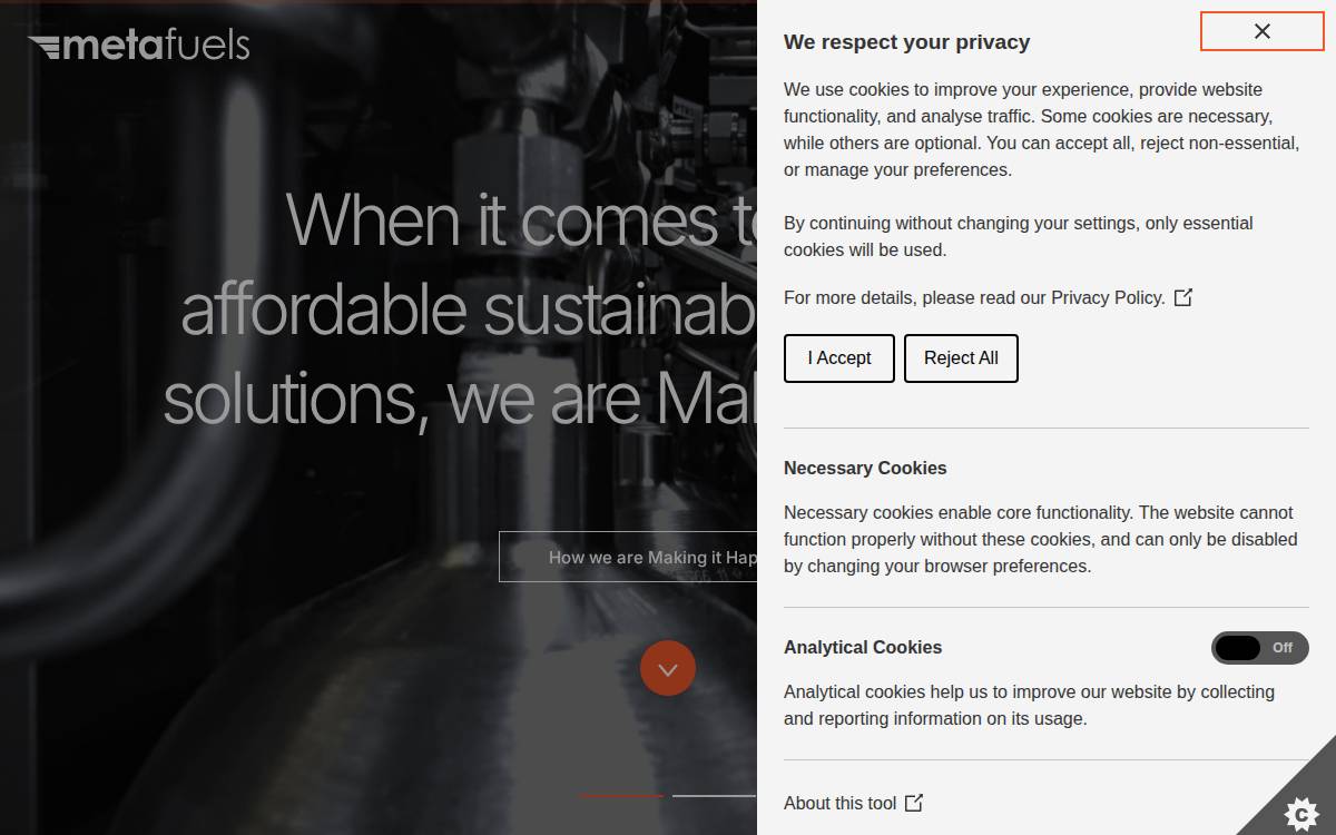 Metafuels website preview