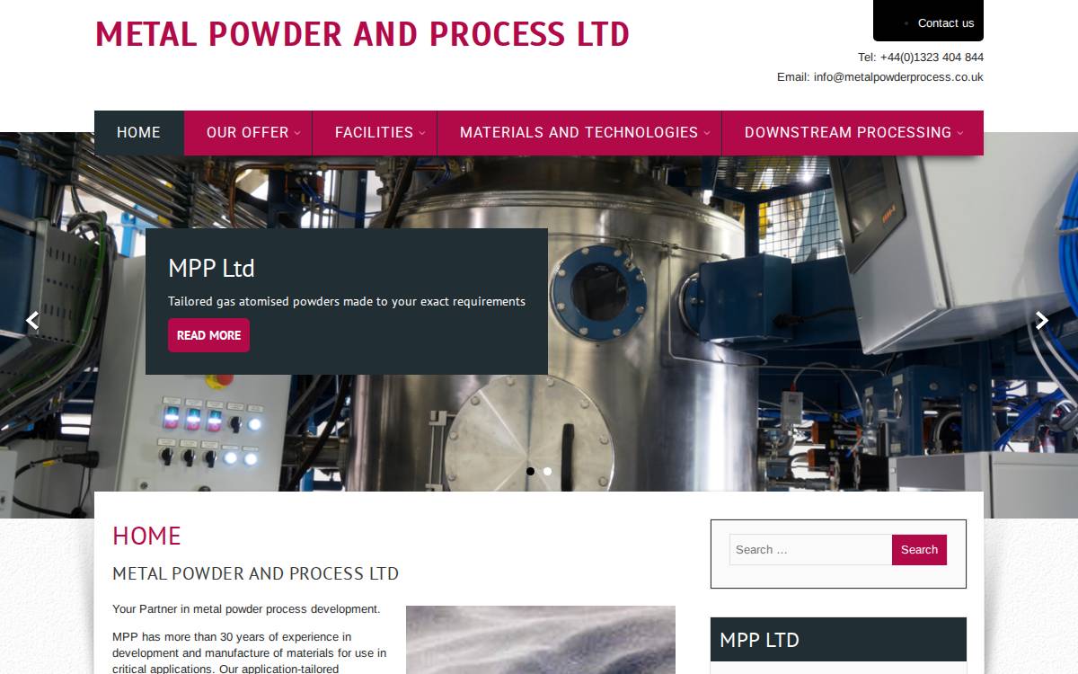 Metal Powder and Process website preview