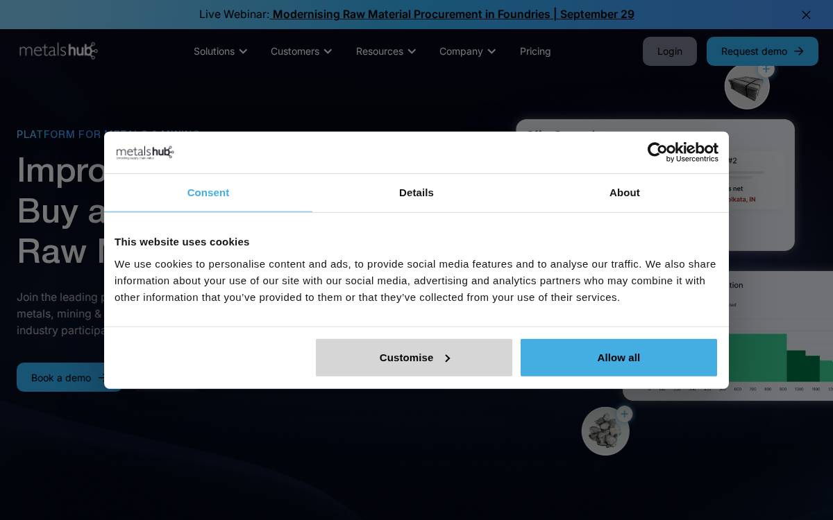 Metals Hub website preview