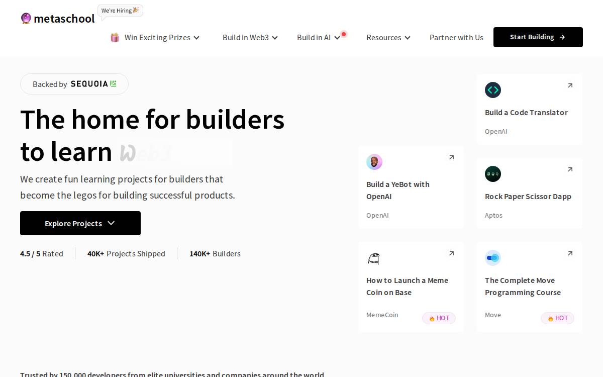 Metaschool website preview