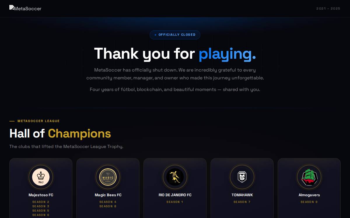 MetaSoccer website preview