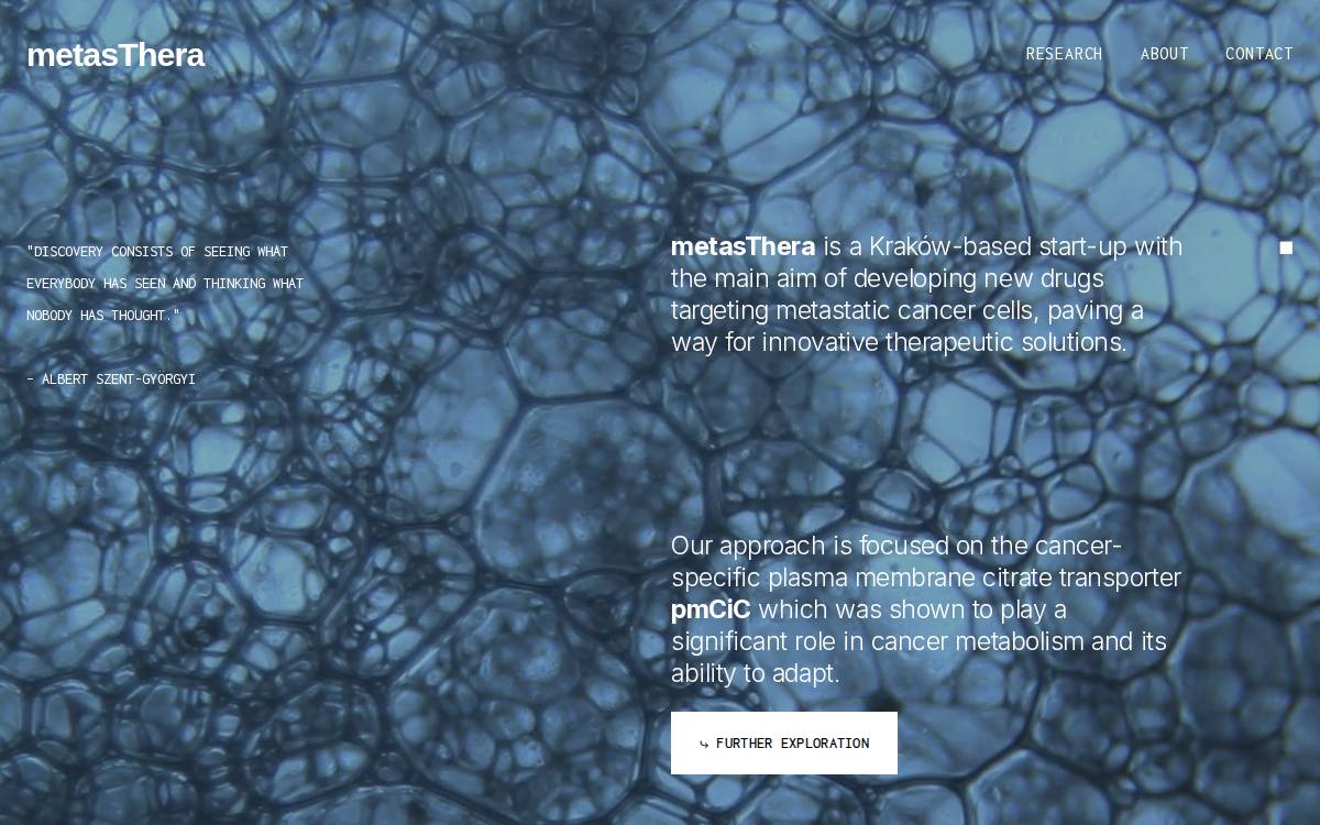 MetasThera website preview
