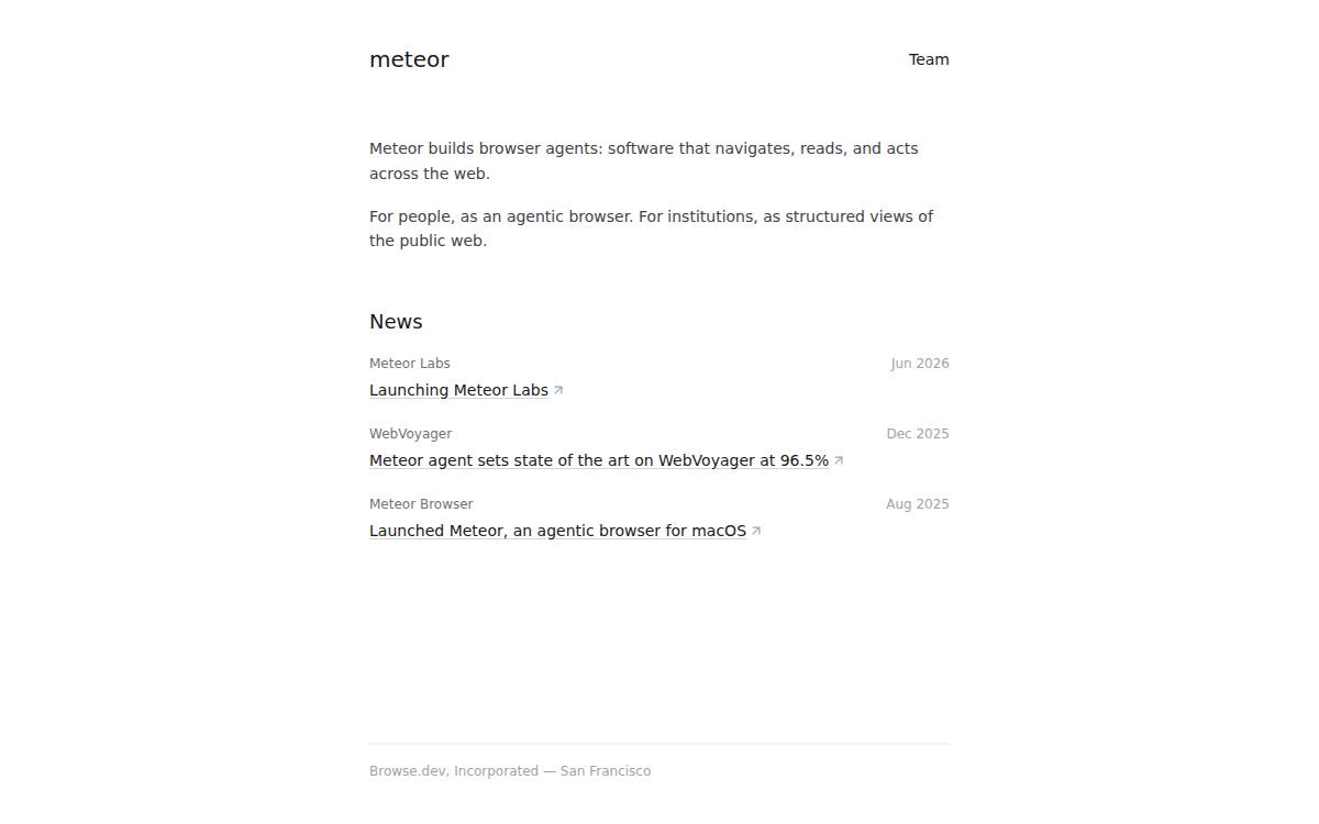 Meteor website preview