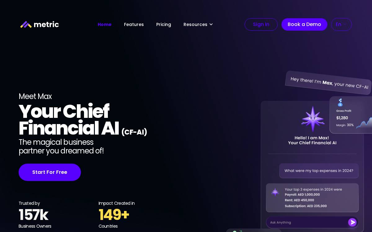 Metric website preview