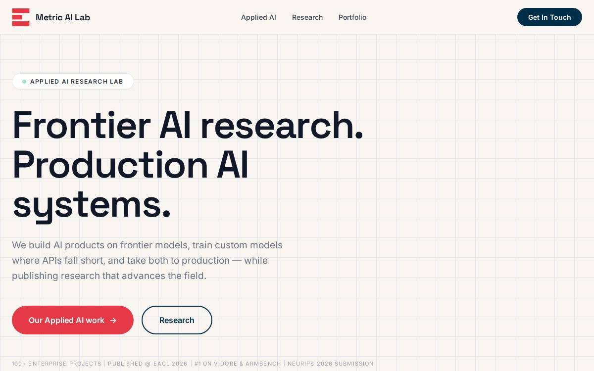 Metric website preview