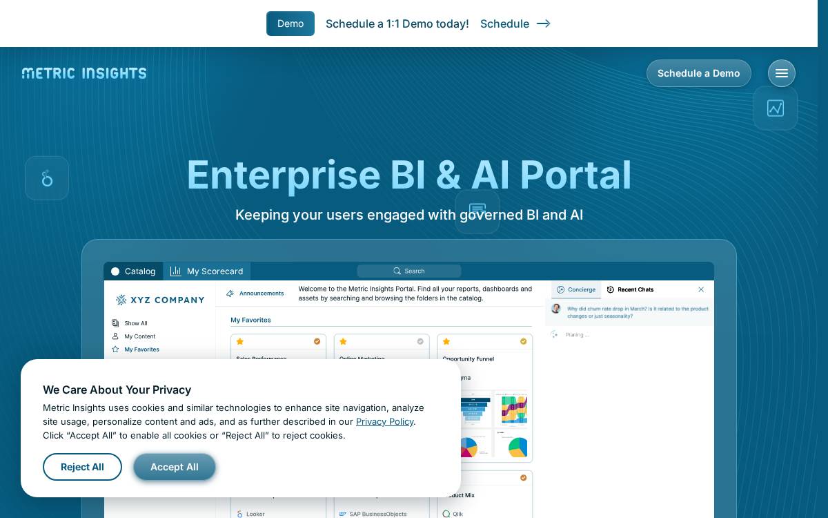 Metric Insights website preview