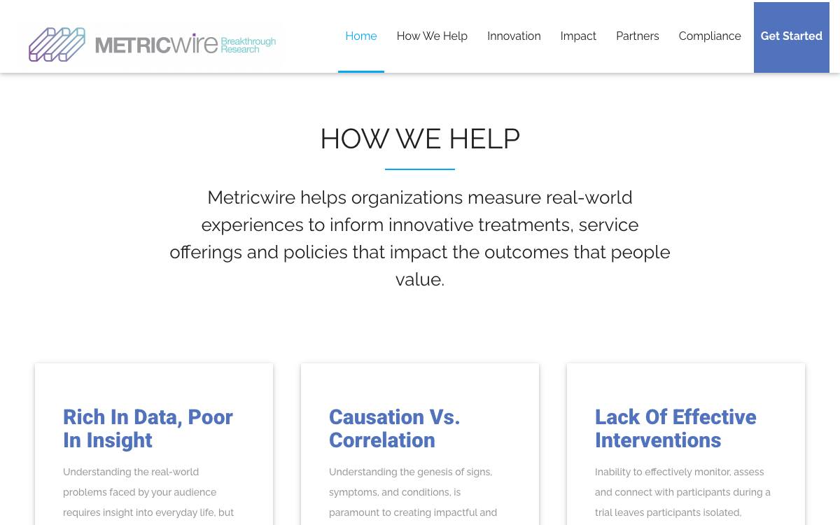 MetricWire website preview