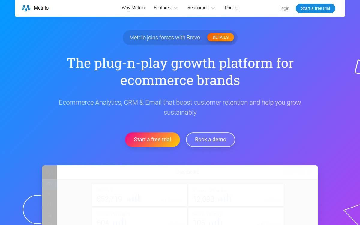 Metrilo website preview
