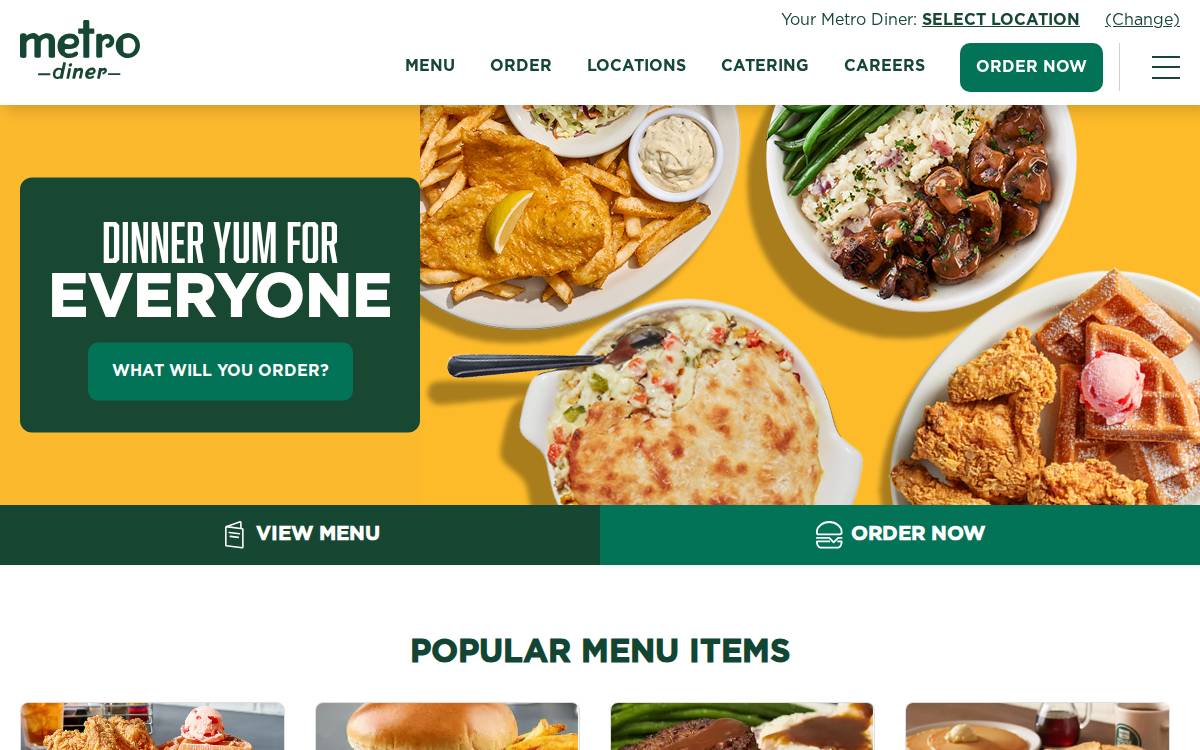 Metro Diner website preview