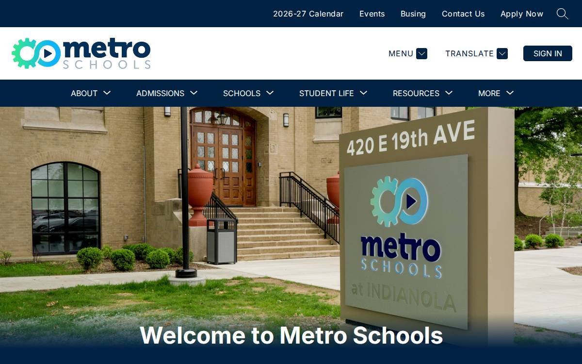 Metro Schools 2 Schools website preview