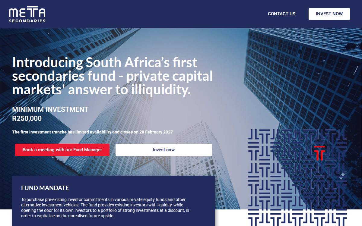 Mettasecondaries website preview