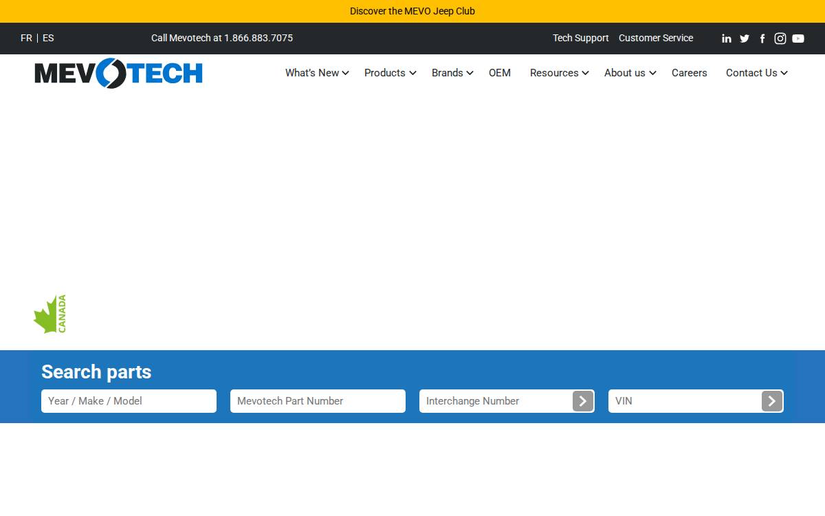Mevotech website preview