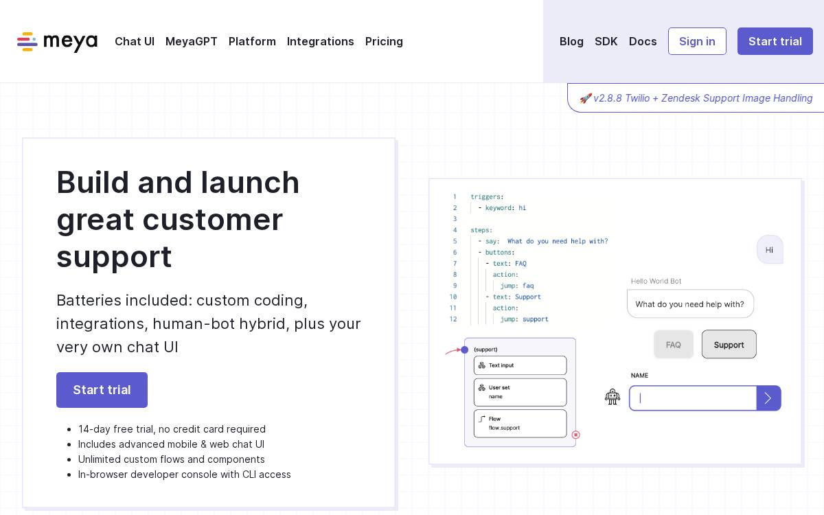 Meya website preview