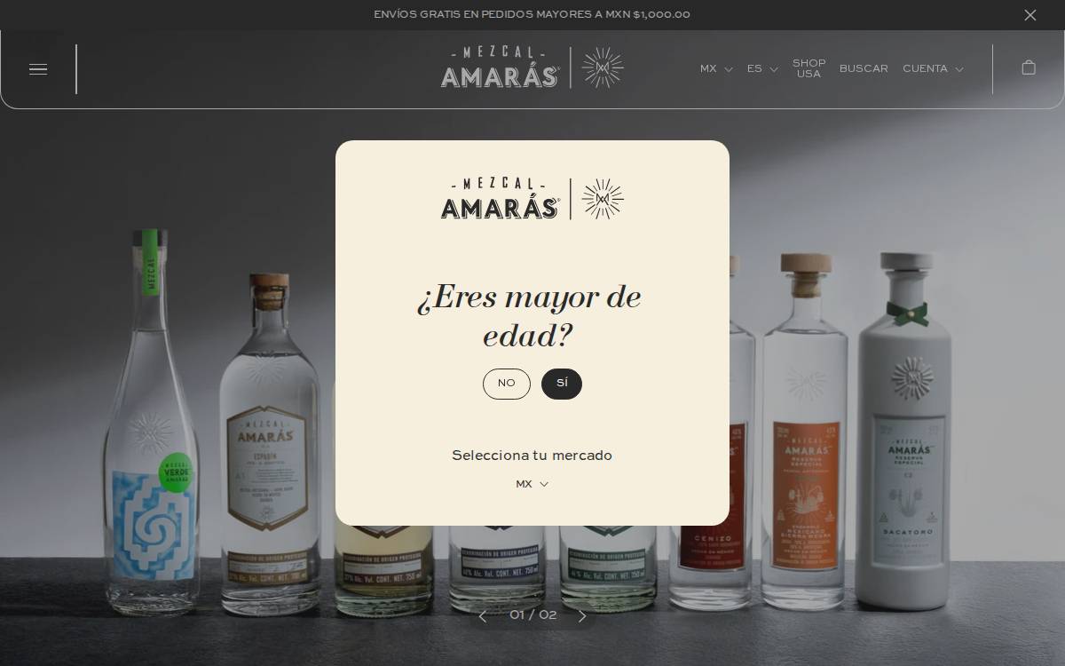 Mezcal Amarás website preview