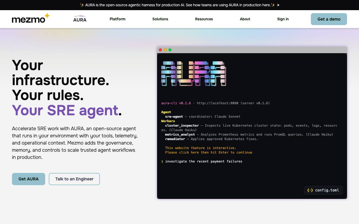 Mezmo website preview