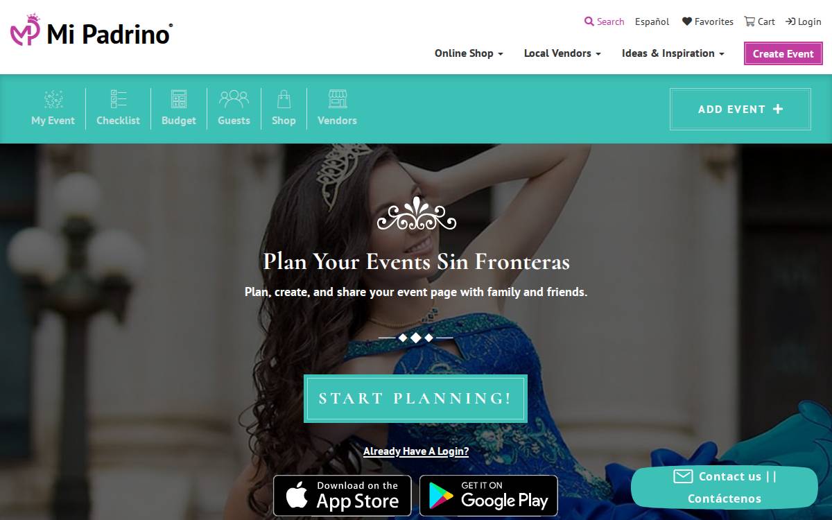 Mi Padrino Events website preview