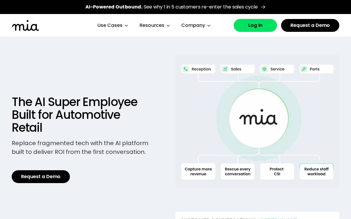 Mia website preview