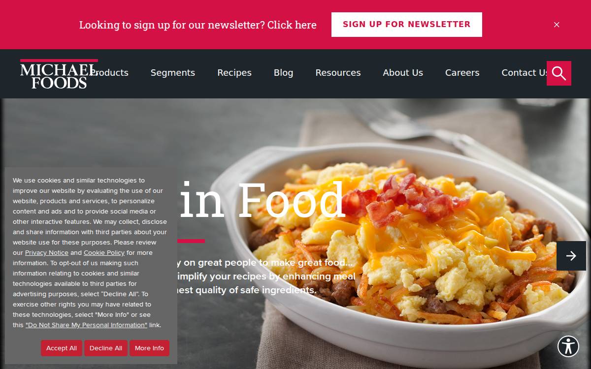 Michael Foods website preview