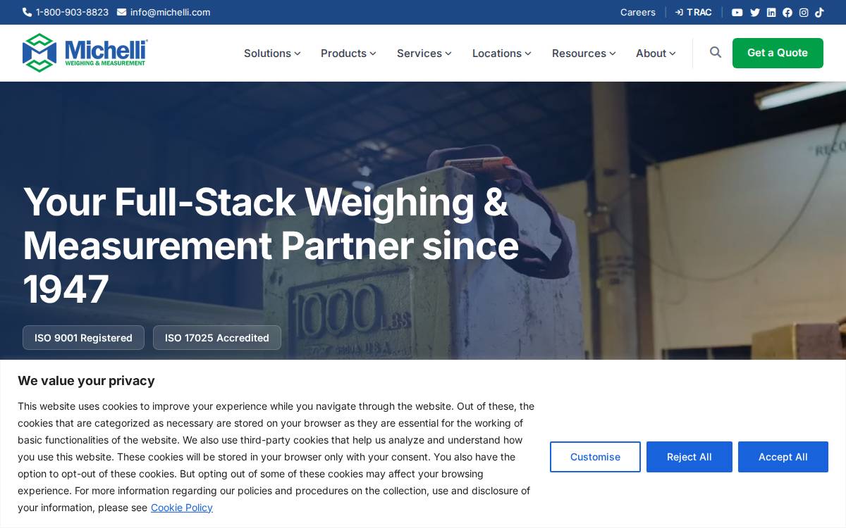 Michelli Weighing & Measurement website preview