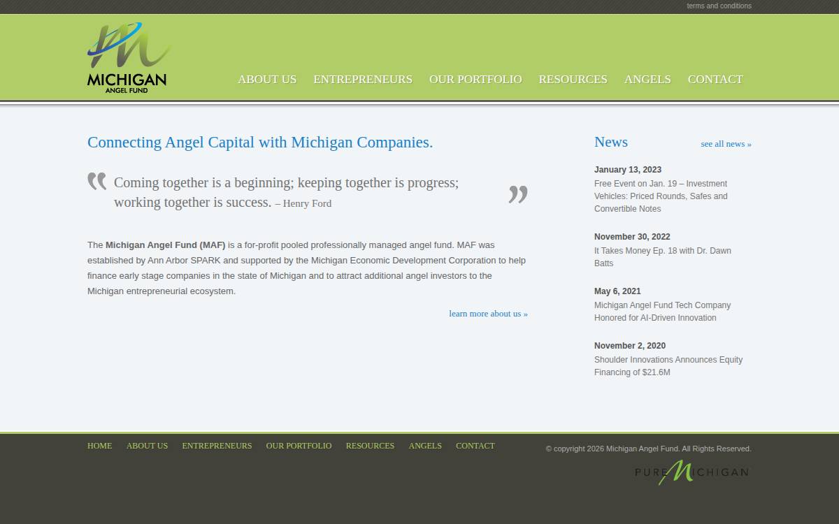 Michigan Angel website preview