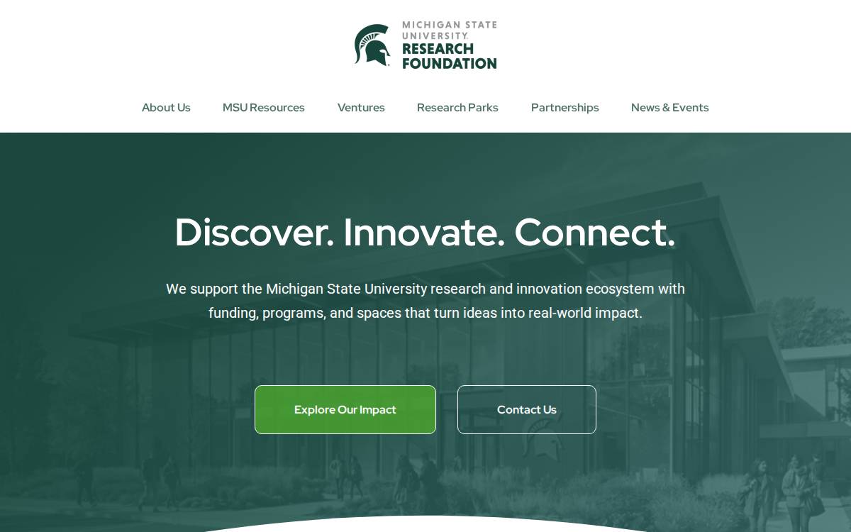 Michigan State University Research Foundation website preview