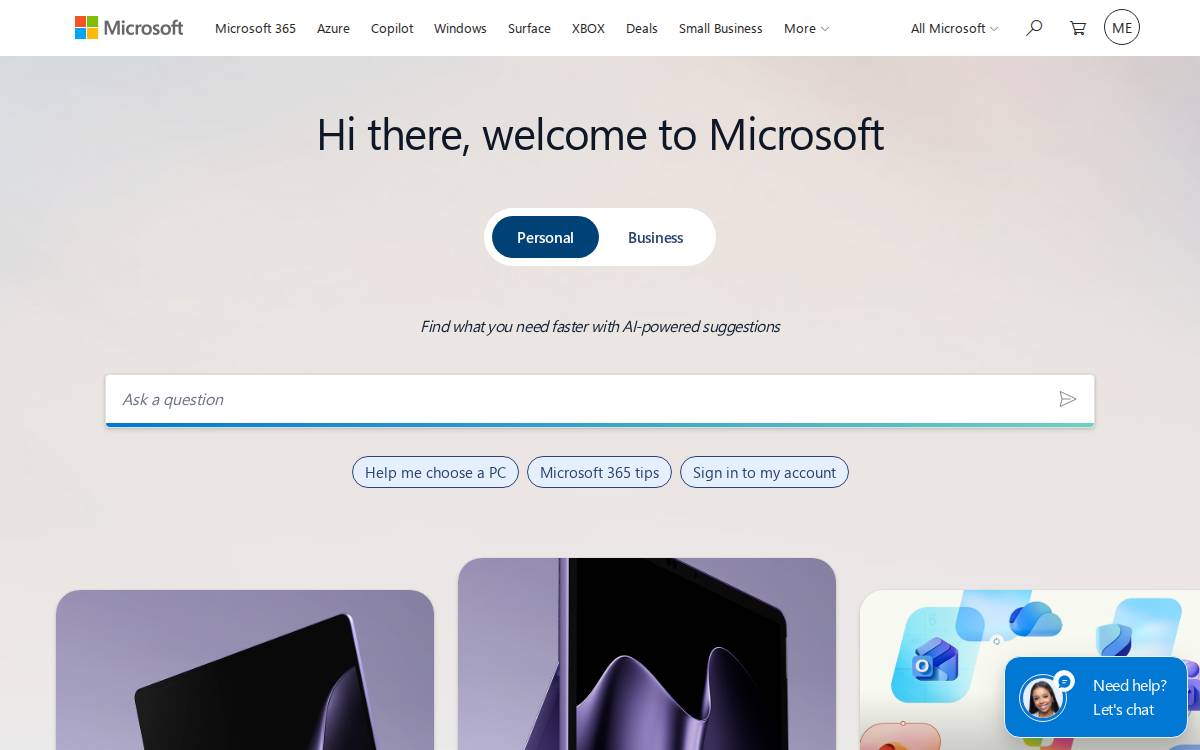 Microsoft website preview