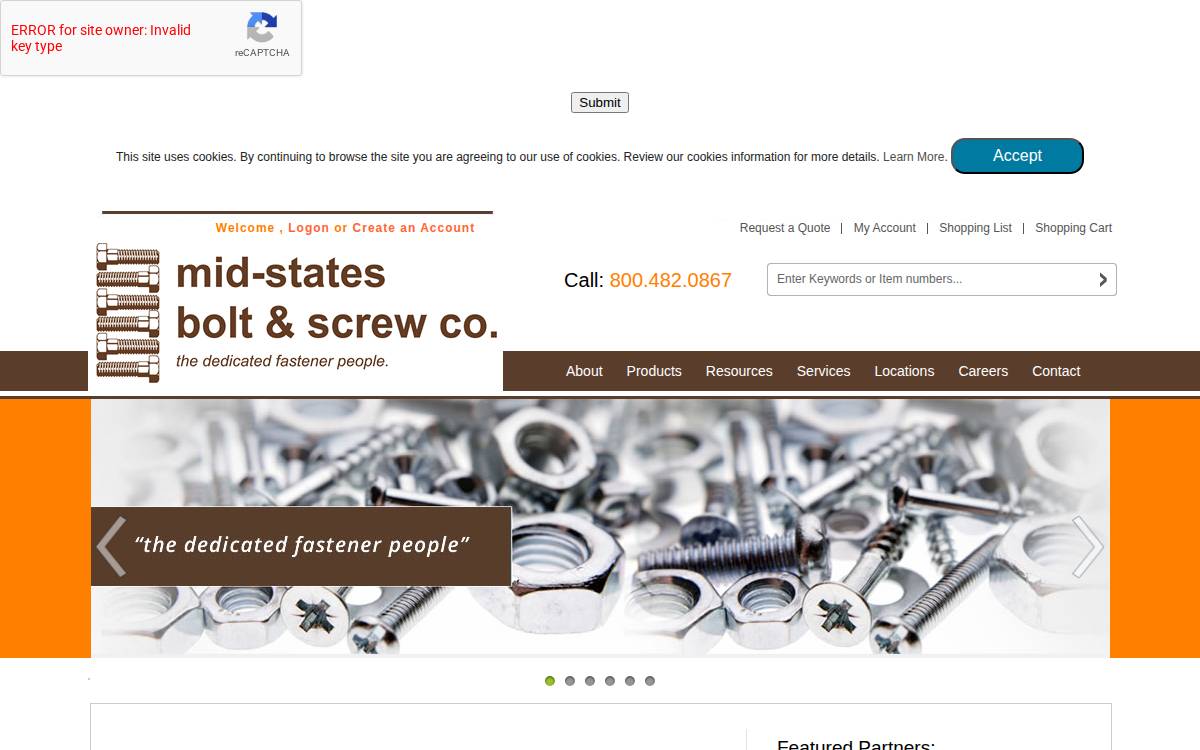 Mid-States Bolt & Screw website preview