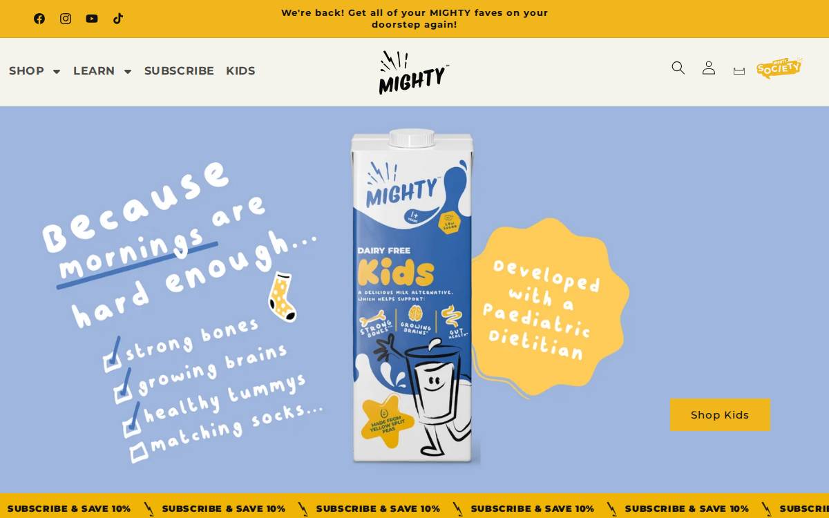 Mighty Drinks website preview