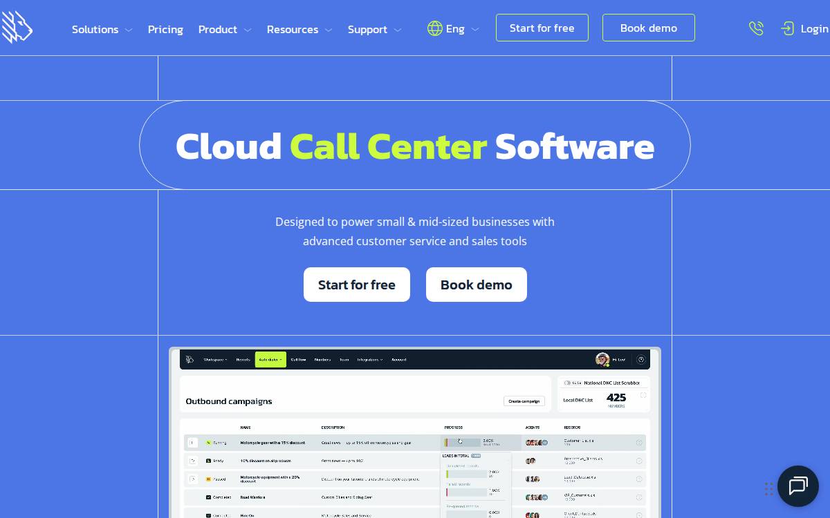 Mightycall website preview