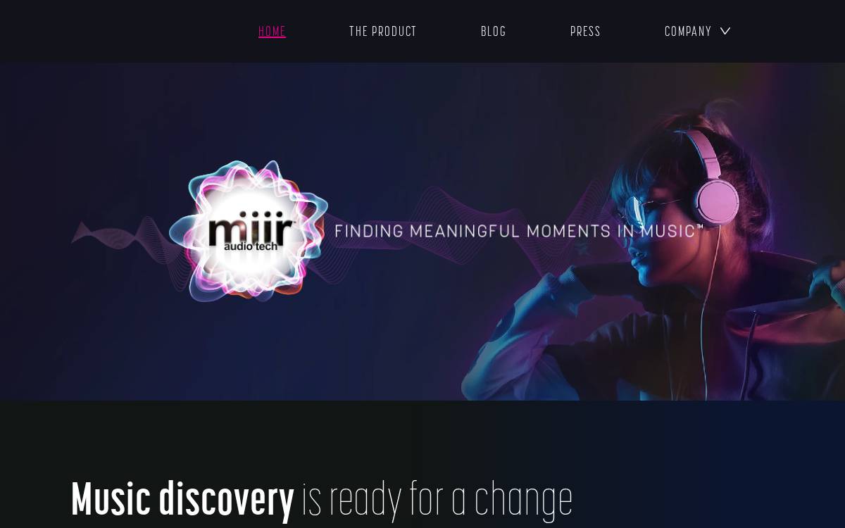 Miir Audio Technologies website preview