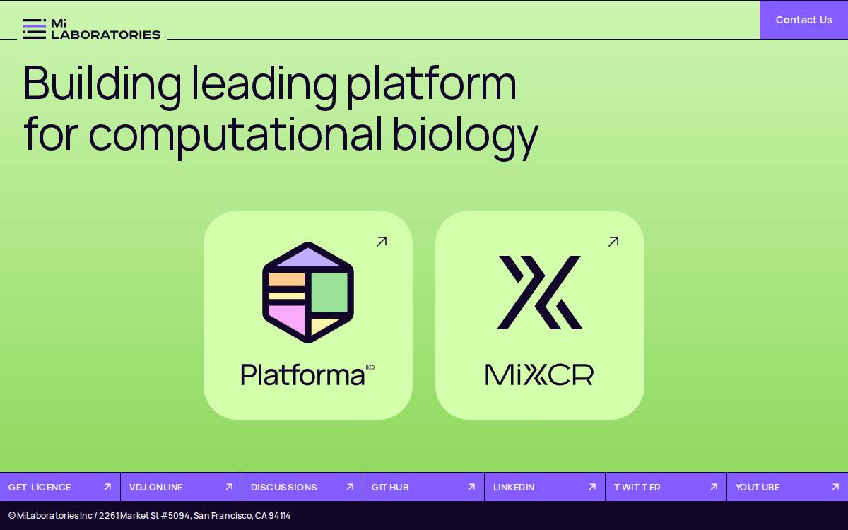 MiLaboratories website preview