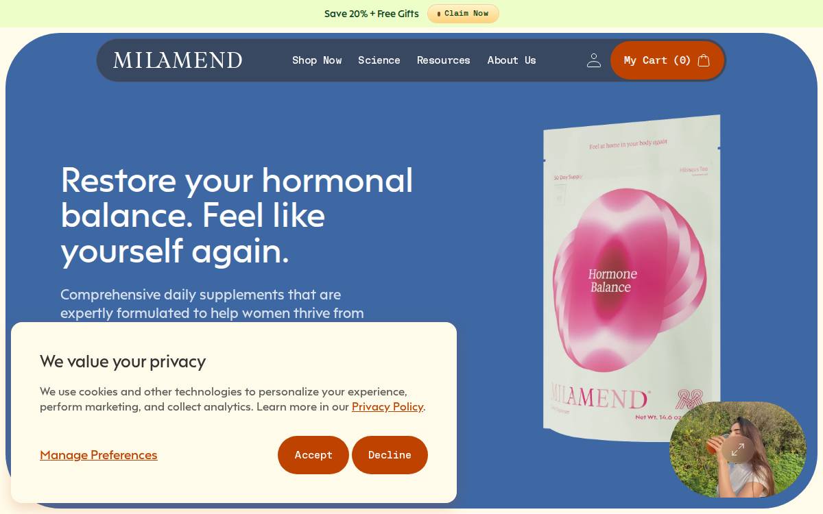 Milamend website preview