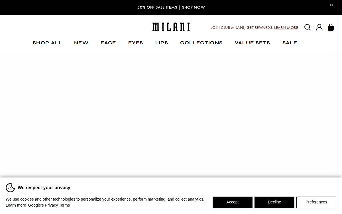 Milani website preview