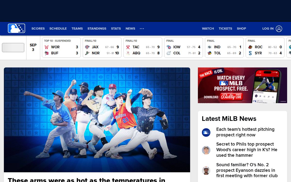 Milb website preview