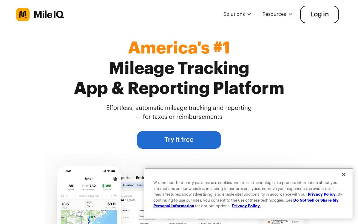 Mileiq website preview