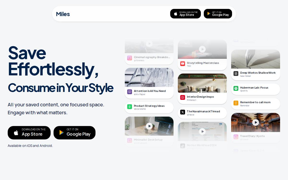 Miles website preview