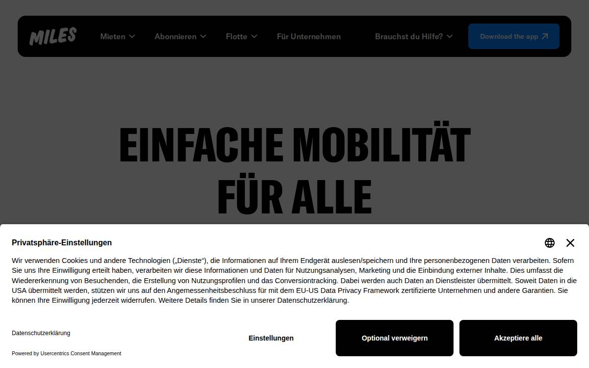 Miles Mobility website preview