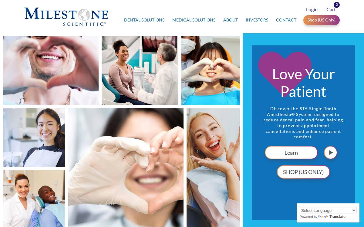 Milestone Scientific website preview