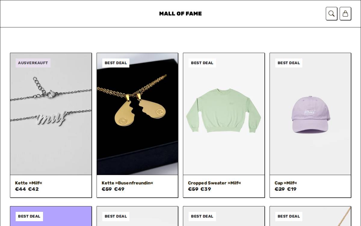 Milf Shop website preview