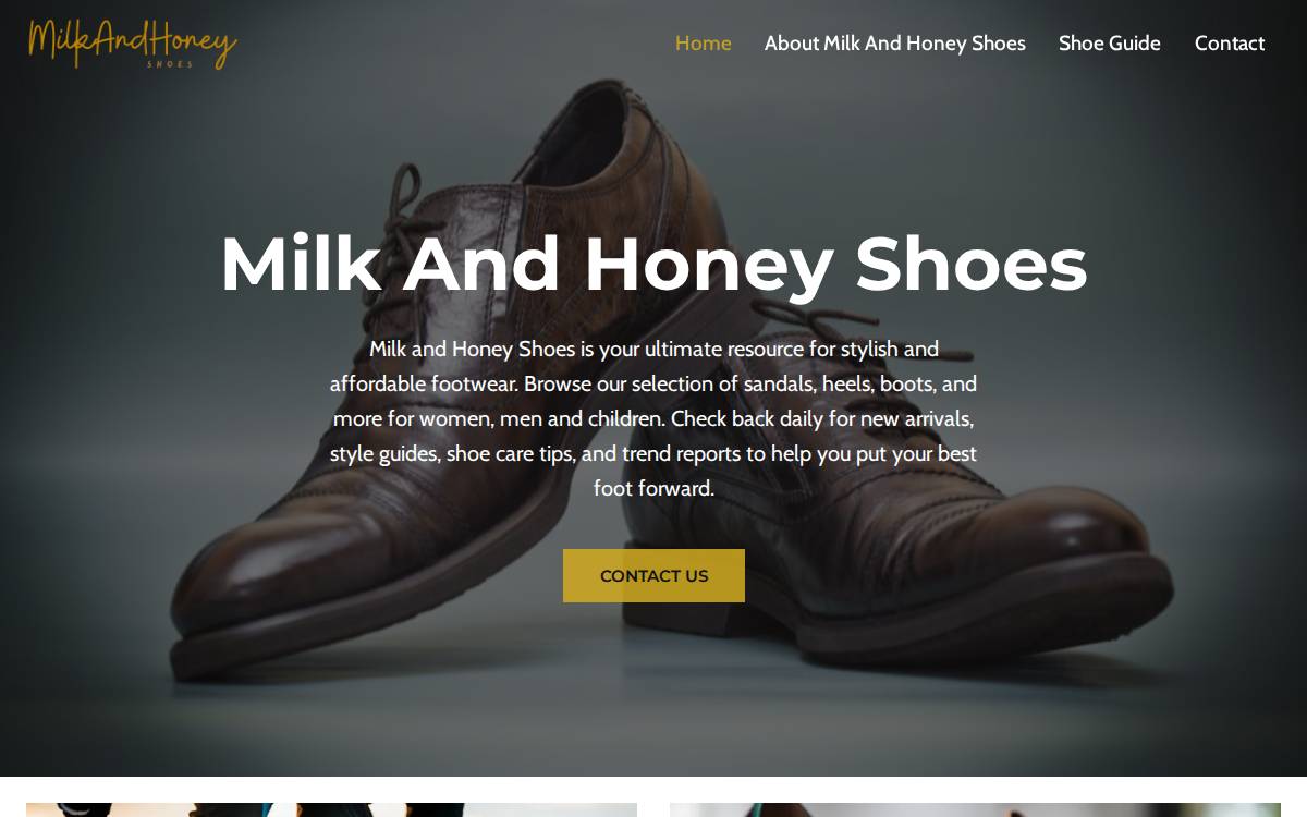 Milk and Honey website preview