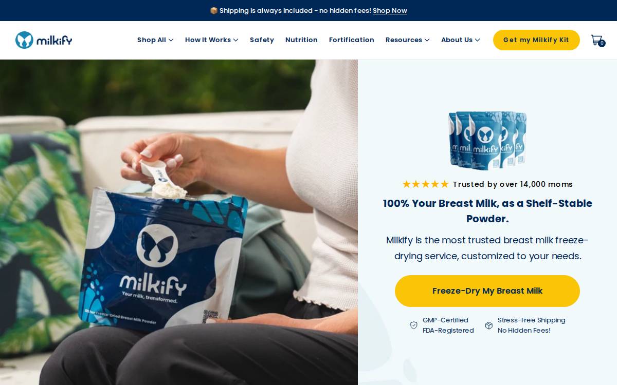 Milkify website preview