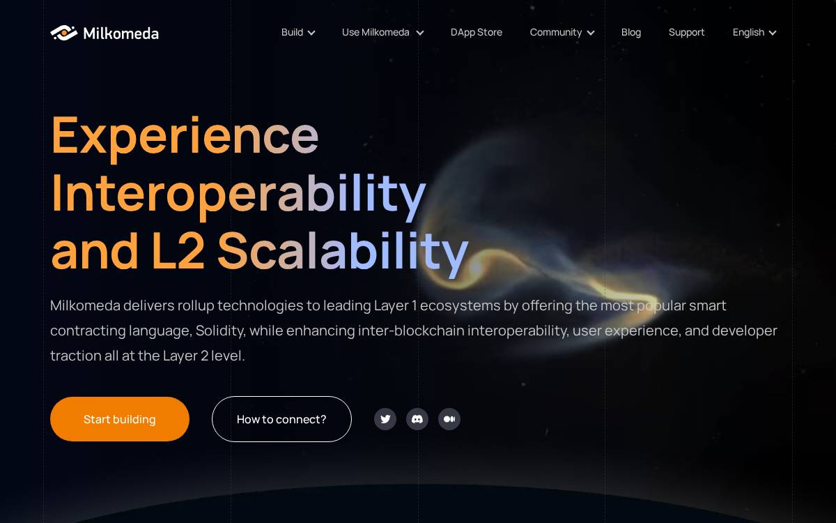 Milkomeda website preview