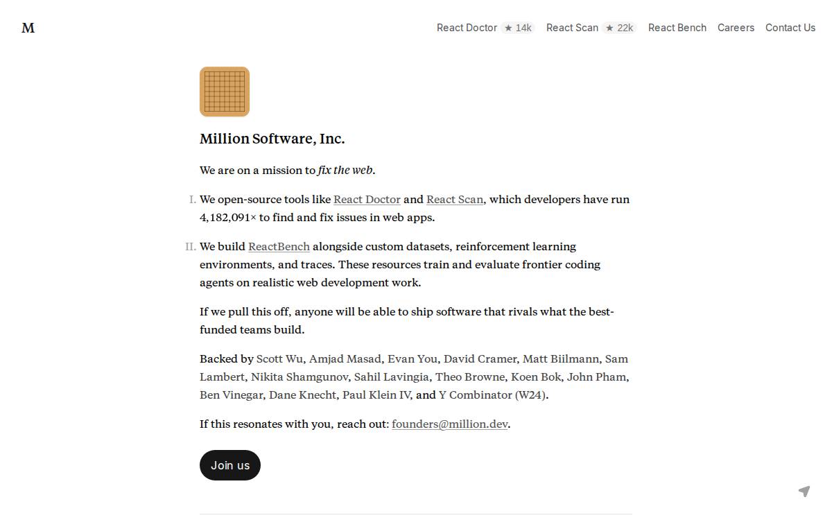 Million website preview