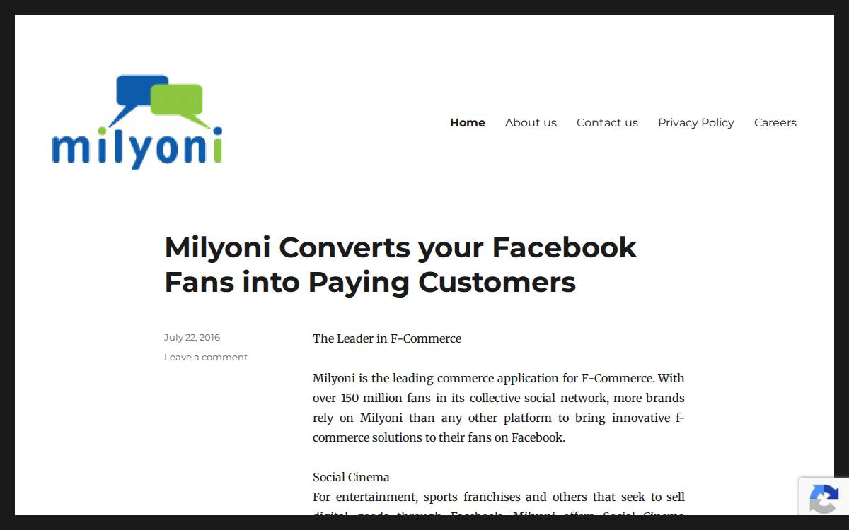 Milyoni website preview