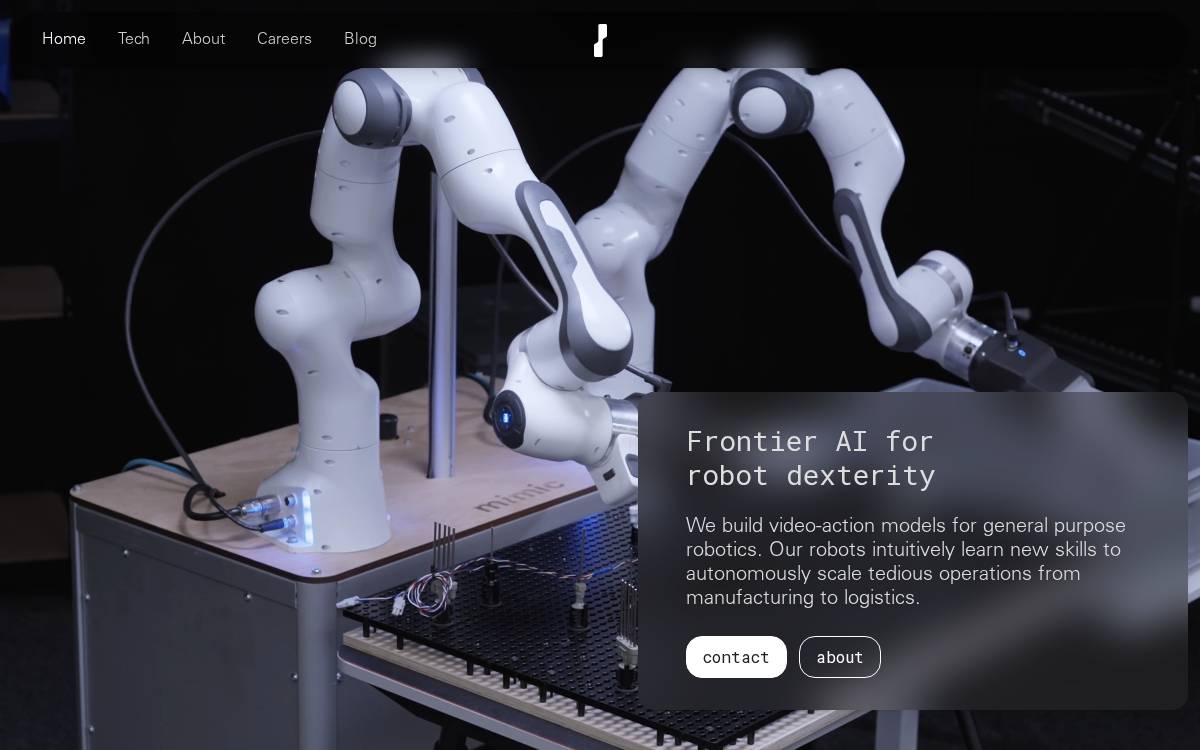 Mimicrobotics website preview