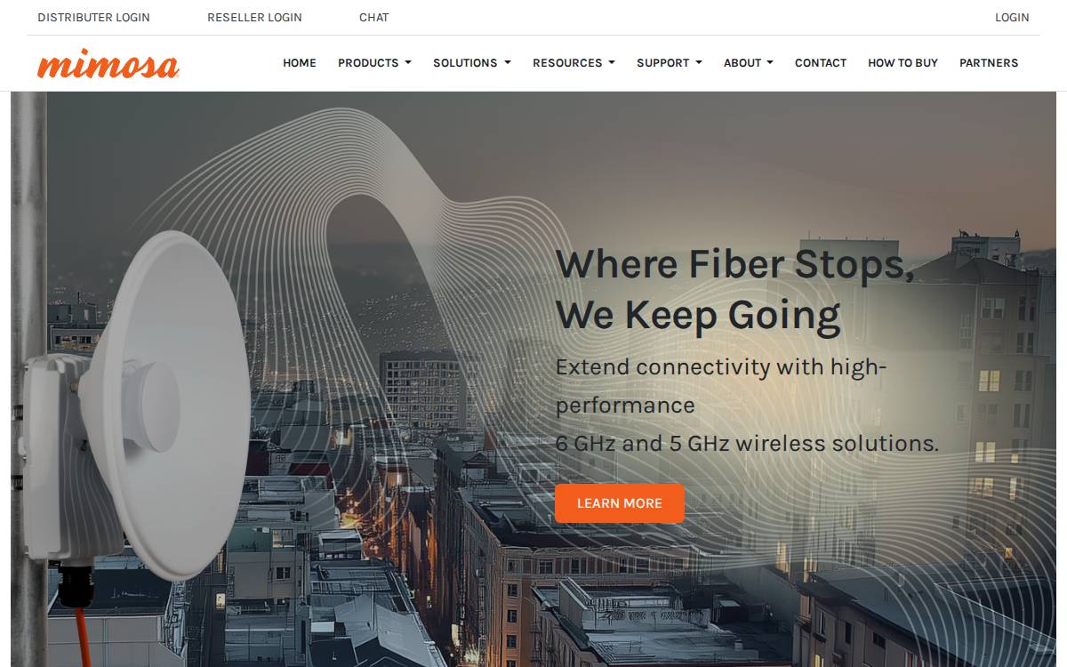 Mimosa Networks Inc website preview