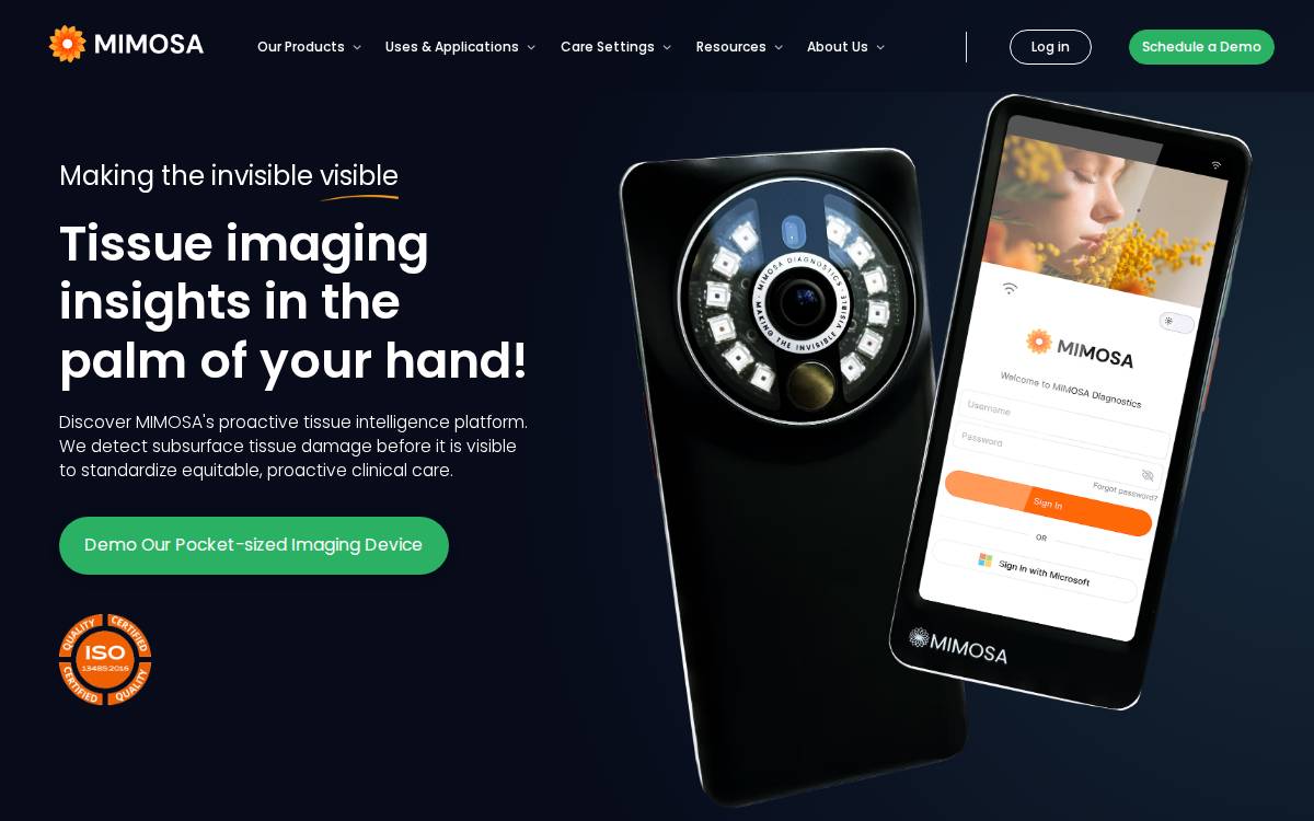 MIMOSA Diagnostics website preview