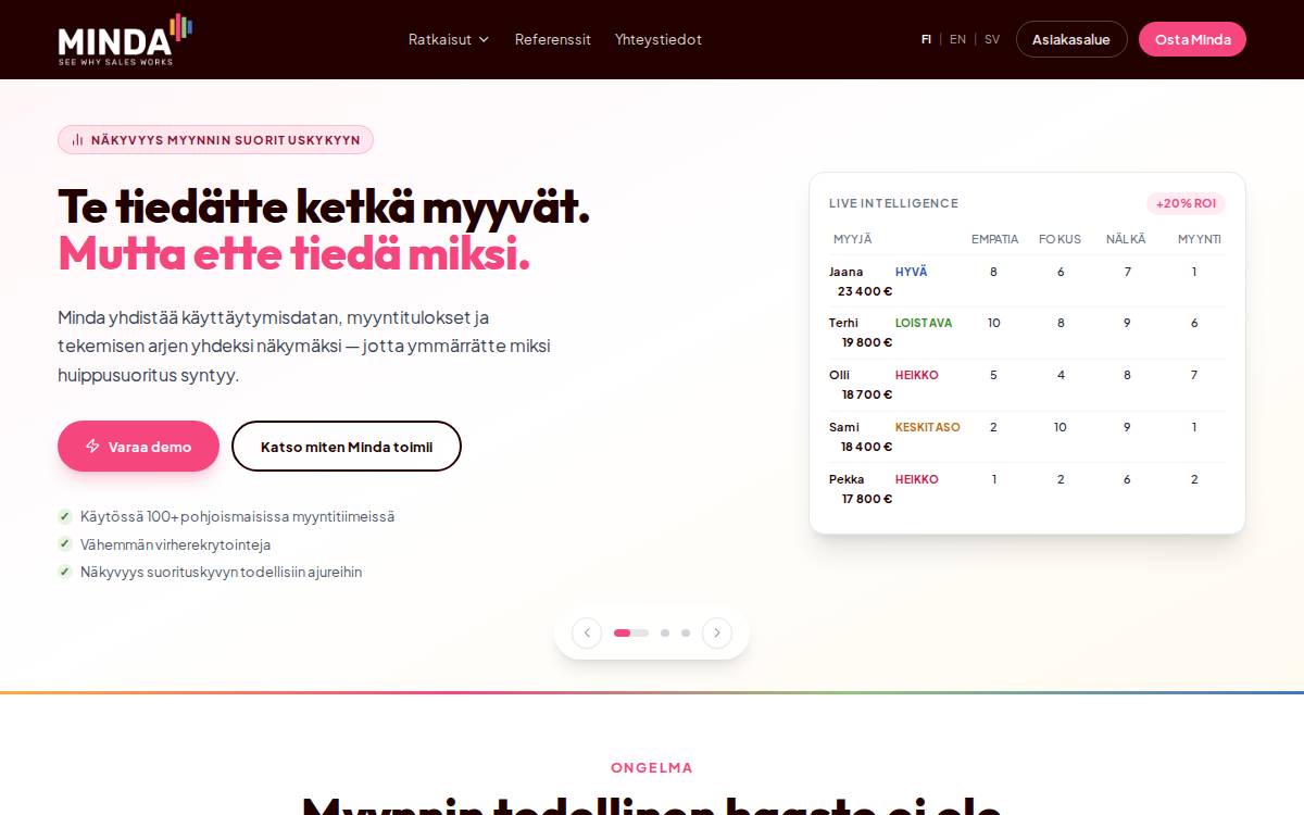 Minda website preview
